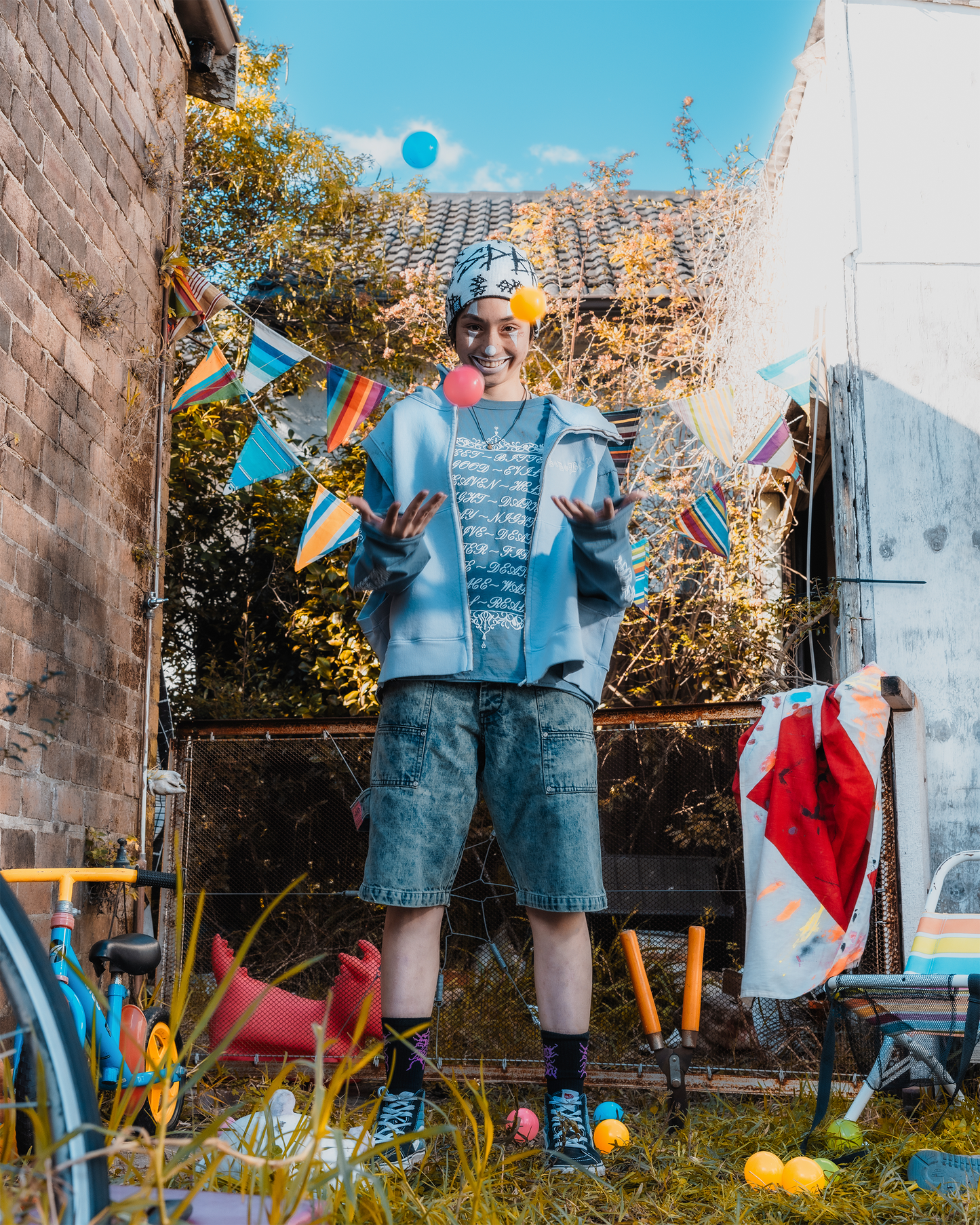 Acidwash Denim Baggy Shorts