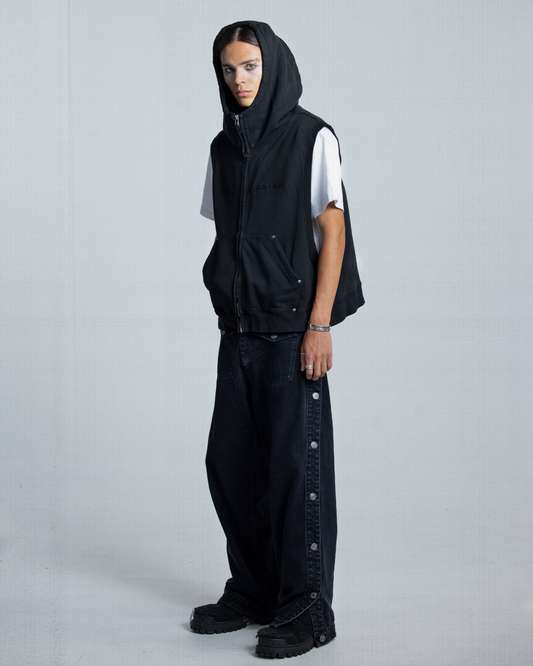Hooded Vest (Washed Black)